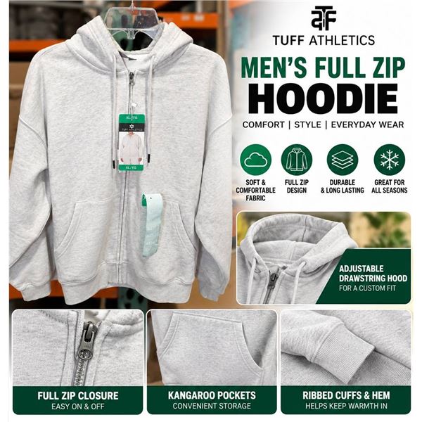 Tuff Athletics Light Grey Zip Hoodie XL