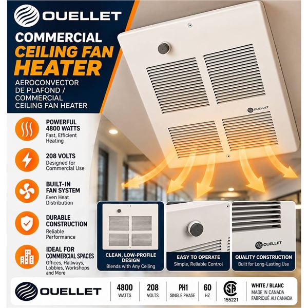 Ouellet OACP4808BL-T Ceiling Fan Heater 4800W