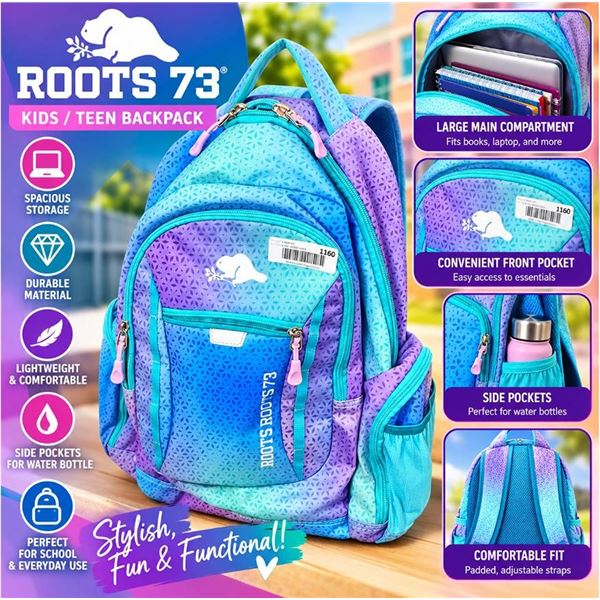 Roots Gradient Blue Purple School Backpack