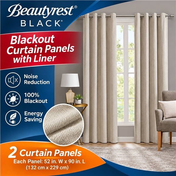 Beautyrest Black 100% Blackout Curtain Set