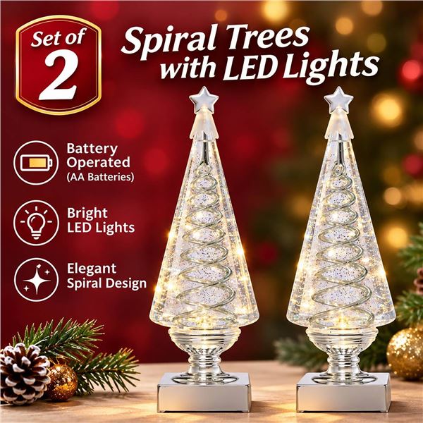 2 Spiral Trees with LED Lights