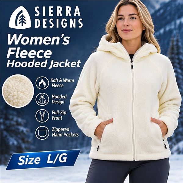 Sierra Designs White Fleece Zip Hoodie L/G