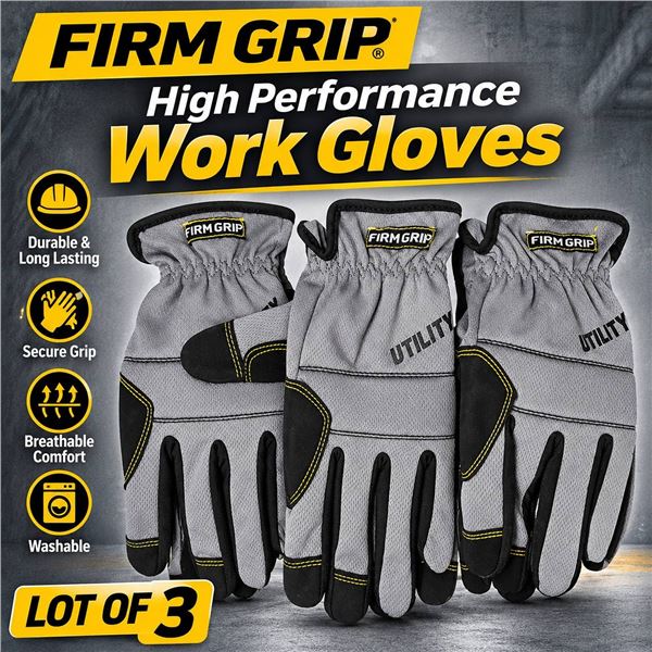 Firm Grip High Performance Work Gloves 3 Pairs