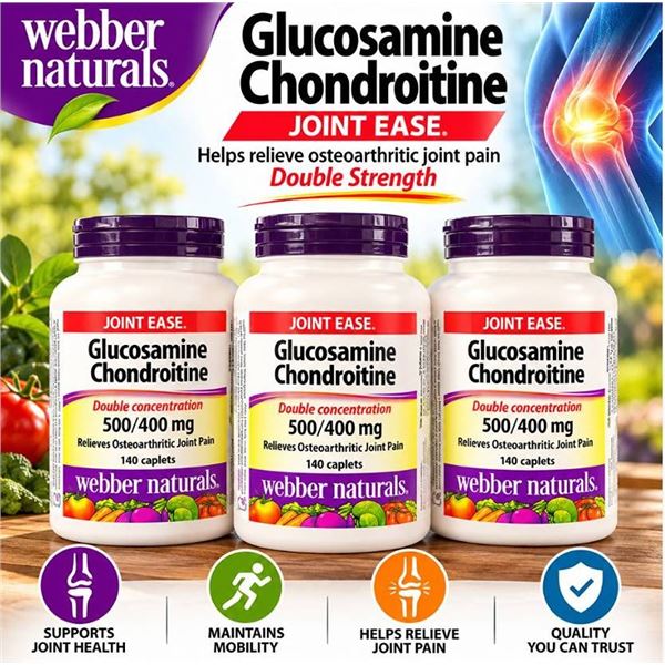 Lot of 3 Webber Naturals Glucosamine Chondroitin 140ct