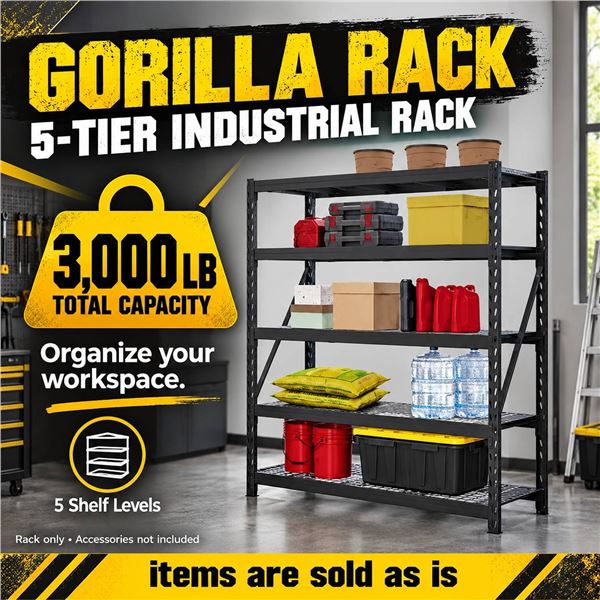 Gorilla Rack 5-Tier Industrial Rack 3000 lb