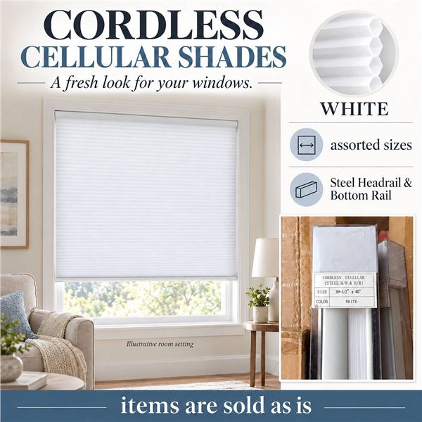 Pallet lot of Assorted Cordless Cellular Blinds