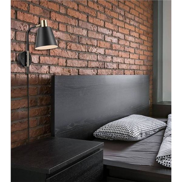 Globe Lex Plug-In Wall Sconce Black 14.4 in