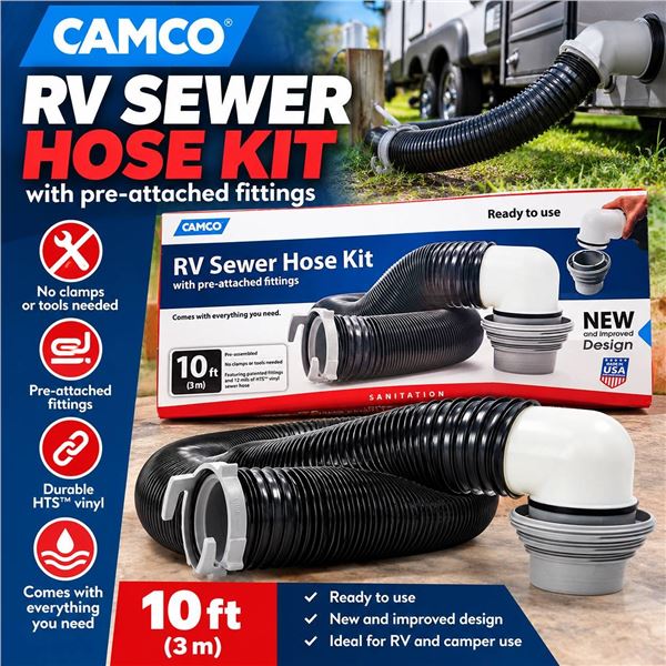 Camco 10 Ft RV Sewer Hose Kit With Fittings