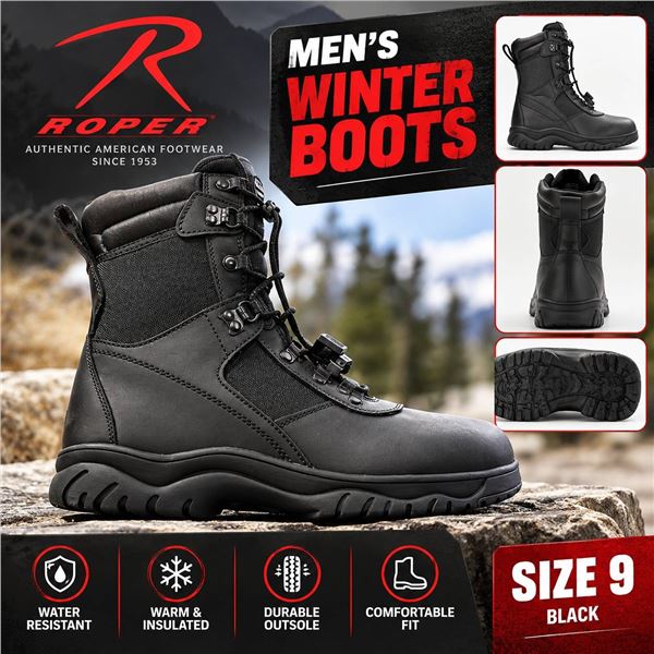 Royer Black Work Boots Size 9