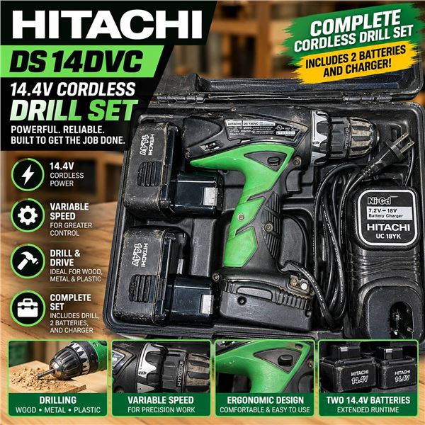 Hitachi DS14DVC 14.4V Cordless Drill Set