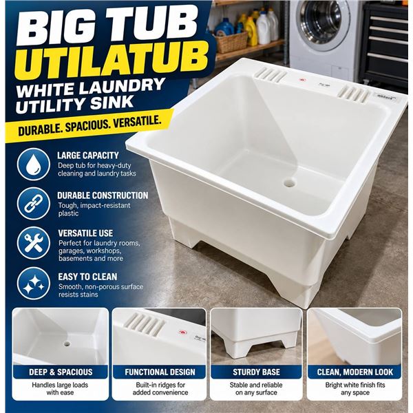 Big Tub Utilatub White Laundry Utility Sink