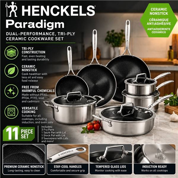 Henckels Paradigm 11-Piece Ceramic Cookware Set