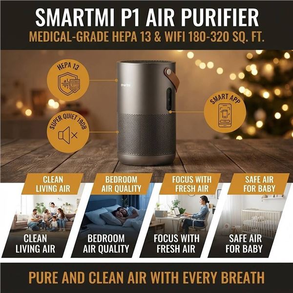 Smartmi P1 Air Purifier HEPA WiFi 180â€“320 Sq Ft