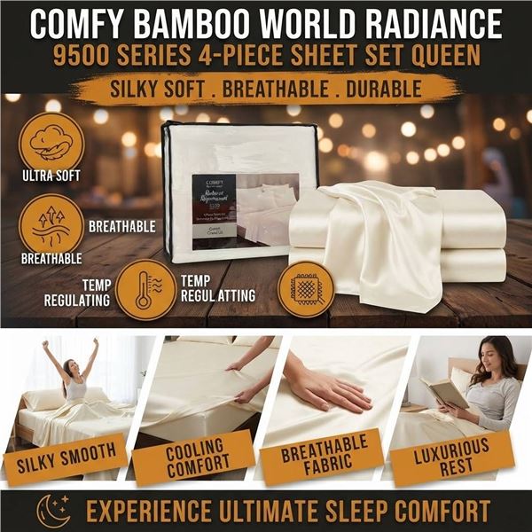 Comfy Bamboo World Queen 4 Piece Sheet Set