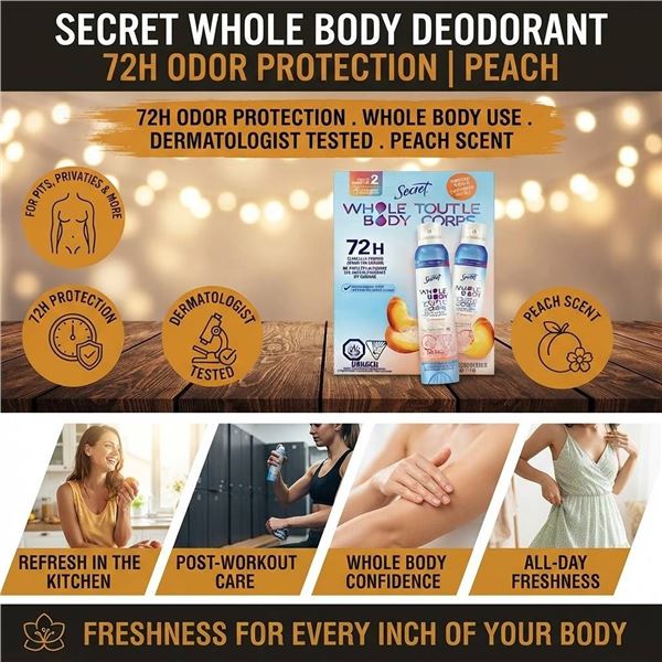 Secret Whole Body Deodorant Peach 2 Pack 99g