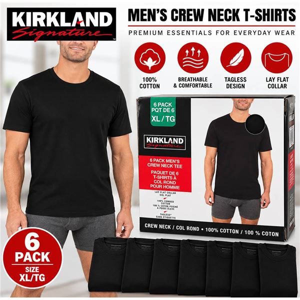 Kirkland XL 6-Pack Crew Neck Cotton T-Shirts