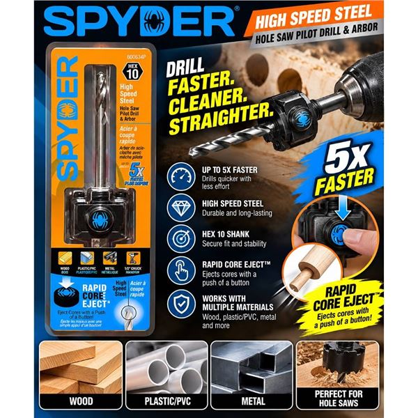 Spyder Hex 10 Hole Saw Pilot Drill With Arbor
