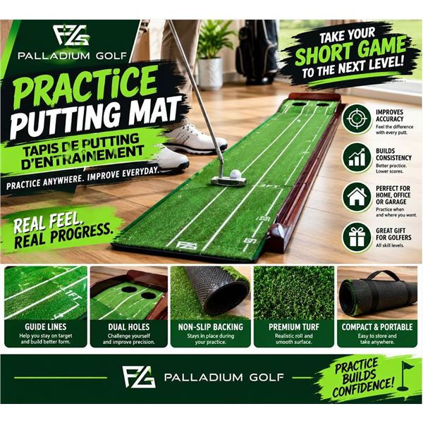Palladium Golf Practice Putting Mat 9.5 Ft