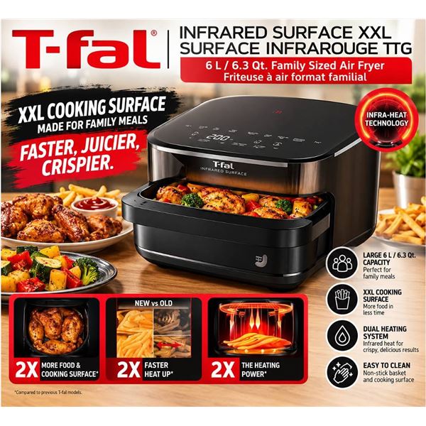 T-fal Infrared XXL 6.3 Qt Air Fryer Black