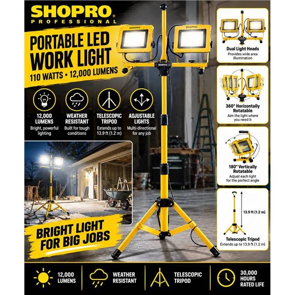 Shopro 110W LED Work Light With Tripod