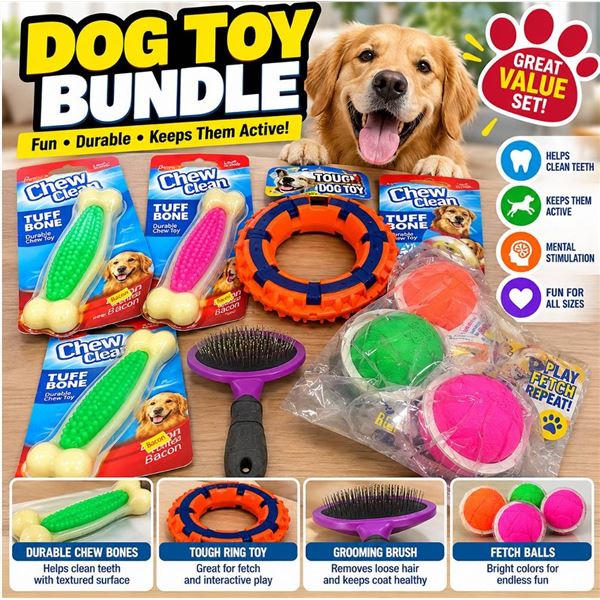 Dog Toys And Grooming Supplies Lot Hartz Nerf