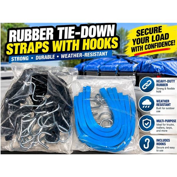Rubber Tie-Down Straps With Hooks