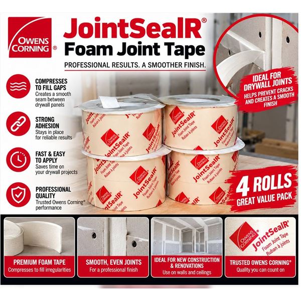 Owens Corning JointSealR Foam Joint Tape, 4 Rolls