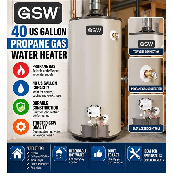 GSW 40 US Gallon Propane Gas Water Heater