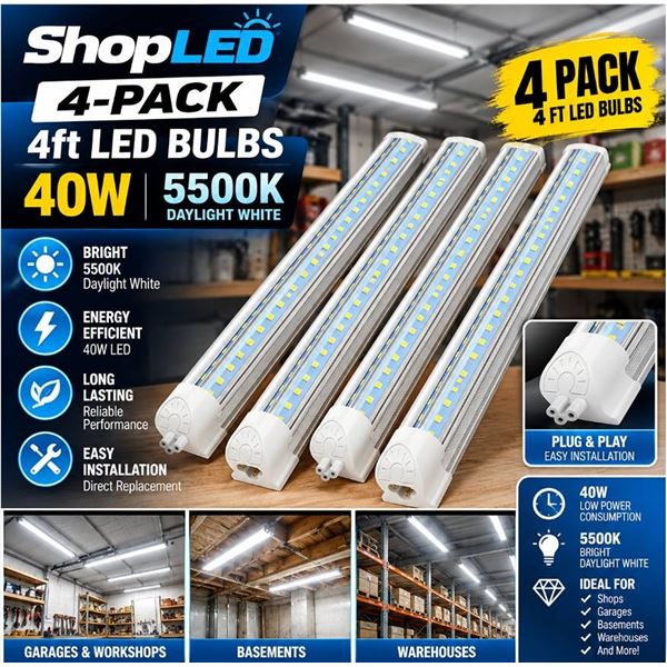 ShopLED 4-Pack 4ft LED Bulbs 40W 5500K