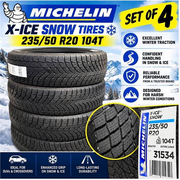 Set of 4 Michelin X-Ice Snow Tires 235/50 R20 104T