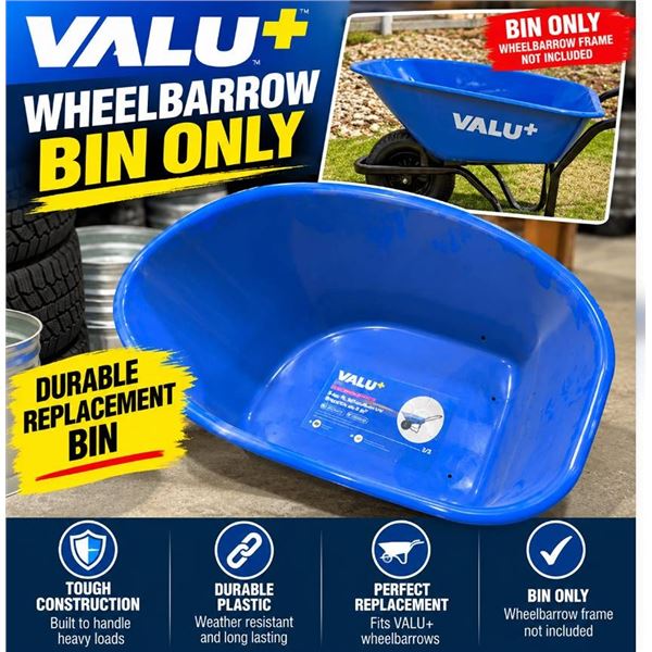 VALU+ 5 cu.ft. Wheelbarrow Tray Blue Plastic - Tray Only