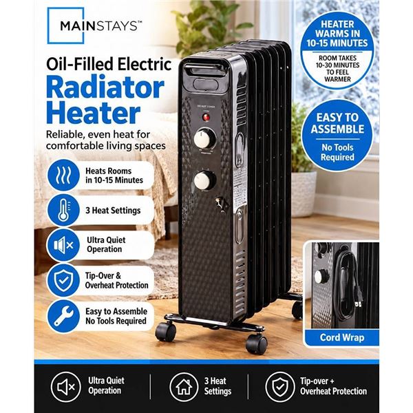 Mainstays Oil-Filled Electric Radiator Heater