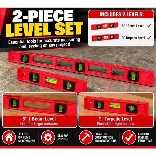 Tape Measure And Level Set, 3 Pieces