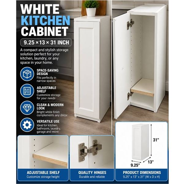 White Kitchen Cabinet 9.25x13x31 Inch