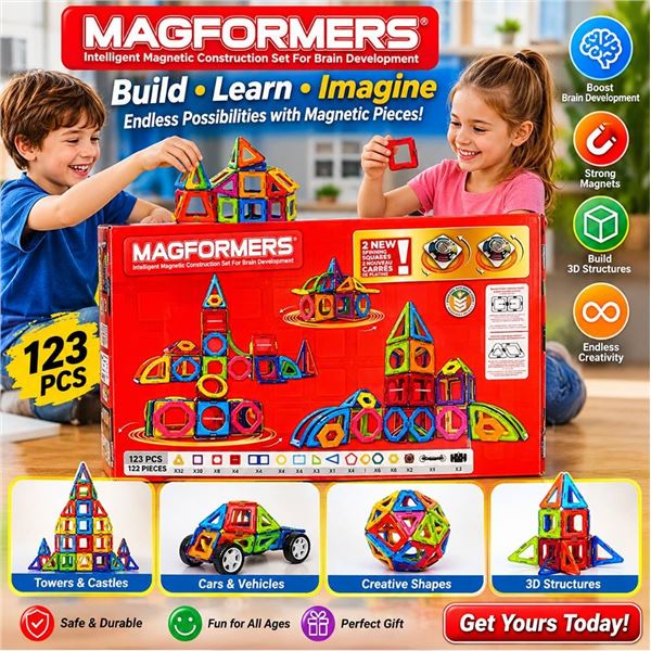 Magformers 122 Piece Magnetic Building Set