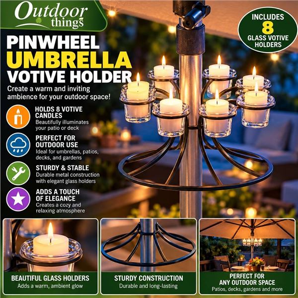 Pinwheel Umbrella Votive Holder Glass Set