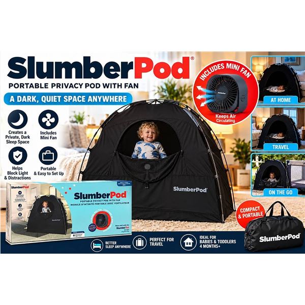 SlumberPod Portable Privacy Pod With Fan Black