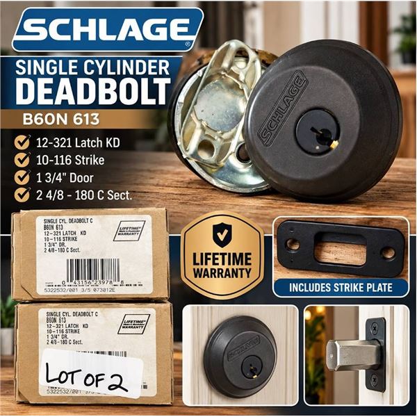 Lot of 2 Schlage B60N 613 Deadbolt Locks
