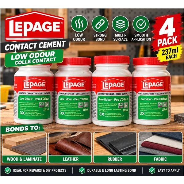 LePage Contact Cement Low Odour 4x237ml