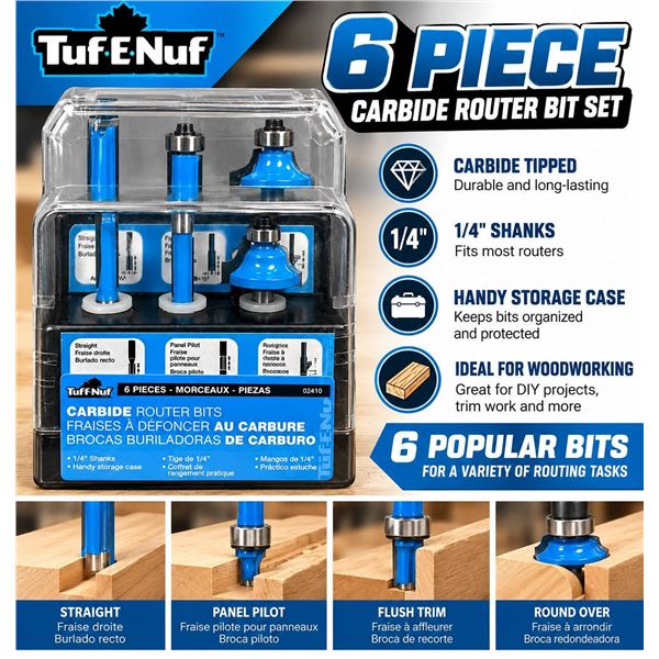 TufE.Nuf 6-Piece Carbide Router Bits Set