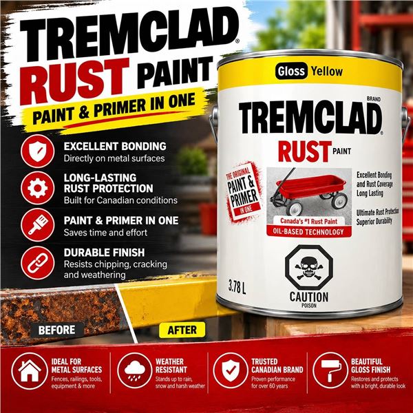 Tremclad Rust Paint Gloss Yellow 3.7L