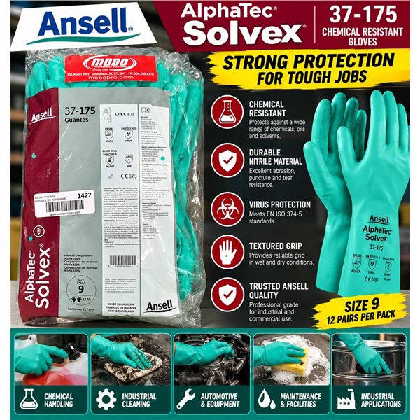 Ansell AlphaTec Solvex 37-175 Nitrile Gloves 12 Pairs