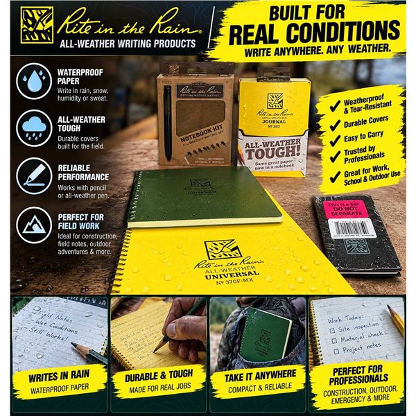 Rite in the Rain Notebook Kit and Notebooks