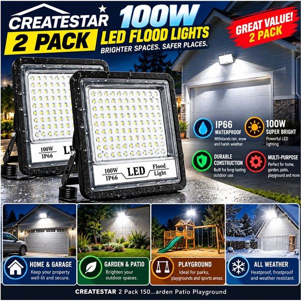 CreateStar 2 Pack LED Flood Lights