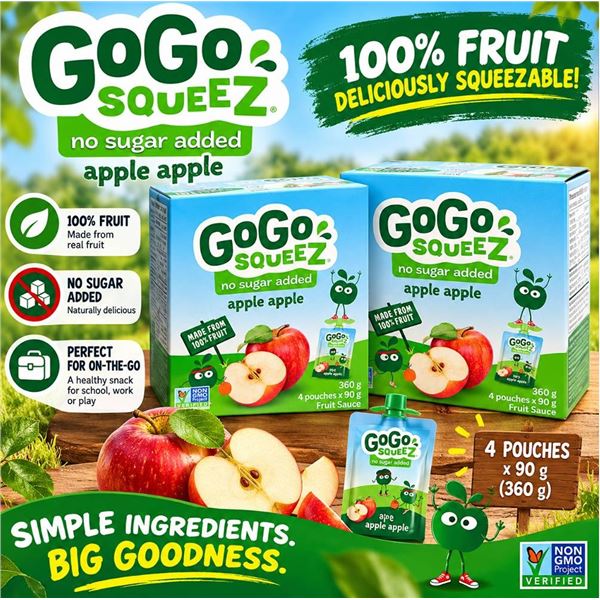 2 GoGo Squeez Apple Apple 4x90g Fruit Sauce
