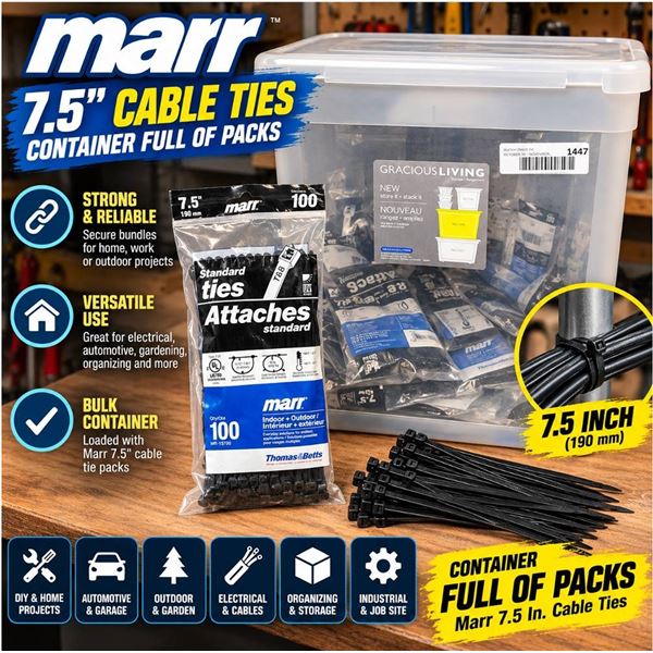 Container With Marr 7.5 In. Cable Ties Packs