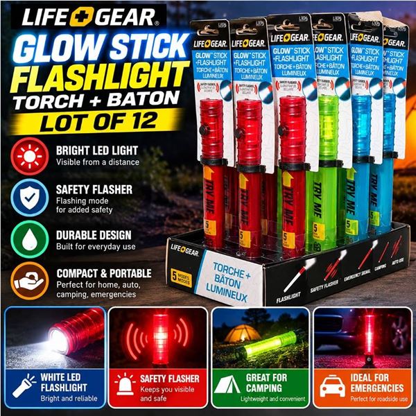 Life Gear Glow Stick Flashlight Lot of 12