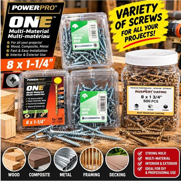 Bulk Wood Screws and Mixed Fasteners Assortment