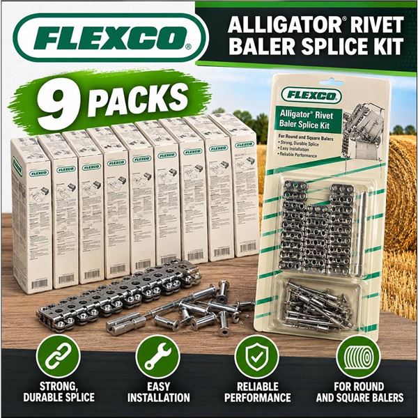 Lot of 9 - Flexco Alligator Rivet Baler Splice Kit,