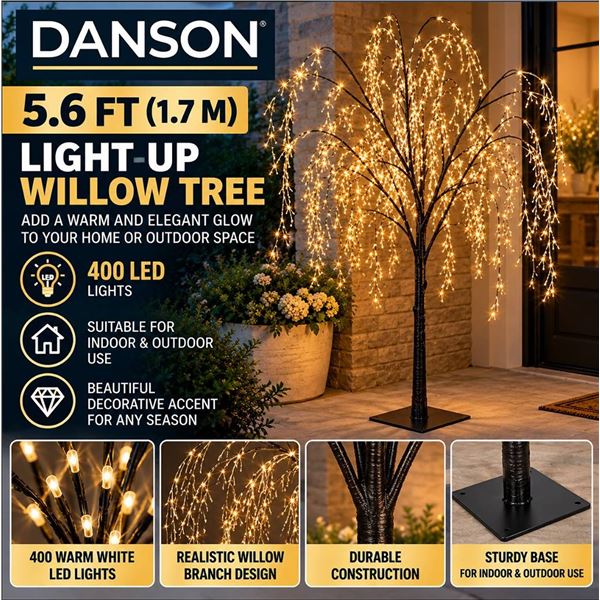 Danson Decor 5.6ft Light-Up Willow Tree, 400 LED
